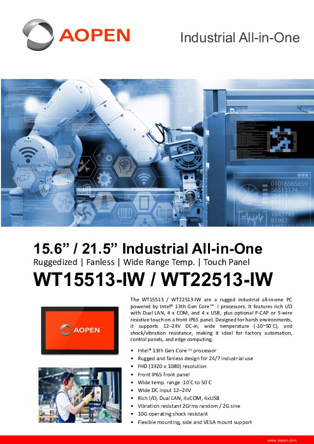 AOPEN INwall WT15513 15.6 PPC, i3-1315U, 128/8GB, No OS