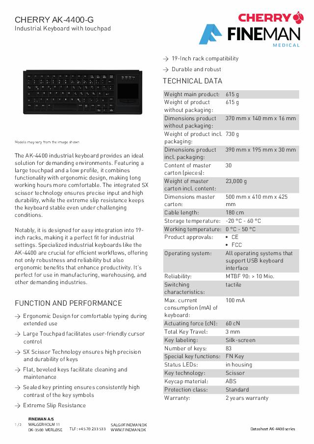 ACTIVE KEY USB kablet tastatur m. touchpad (NOR)