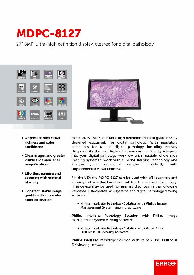 BARCO MDPC-8127 Color Digital Pathology Display