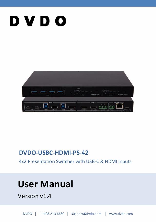 DVDO 4x2 Presentation Switcher with USB-C & HDMI Inputs