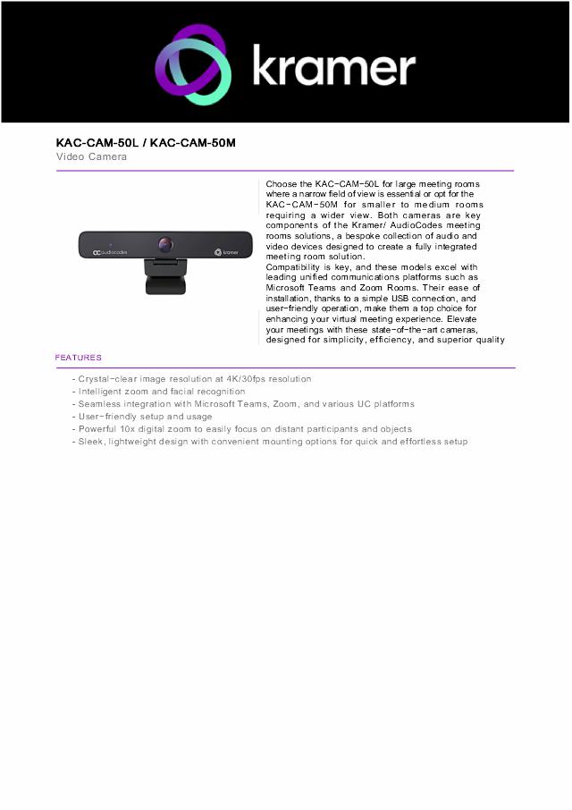 KRAMER Video Camera for Medium Rooms