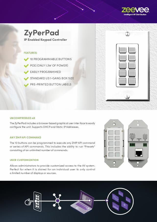 ZeeVee ZyPerPad - 10x Button Interface