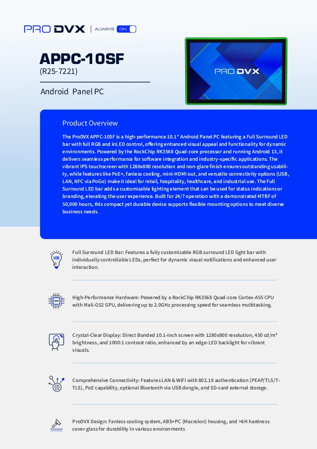 ProDVX APPC-10SF Slim Bezel PoE  + LED