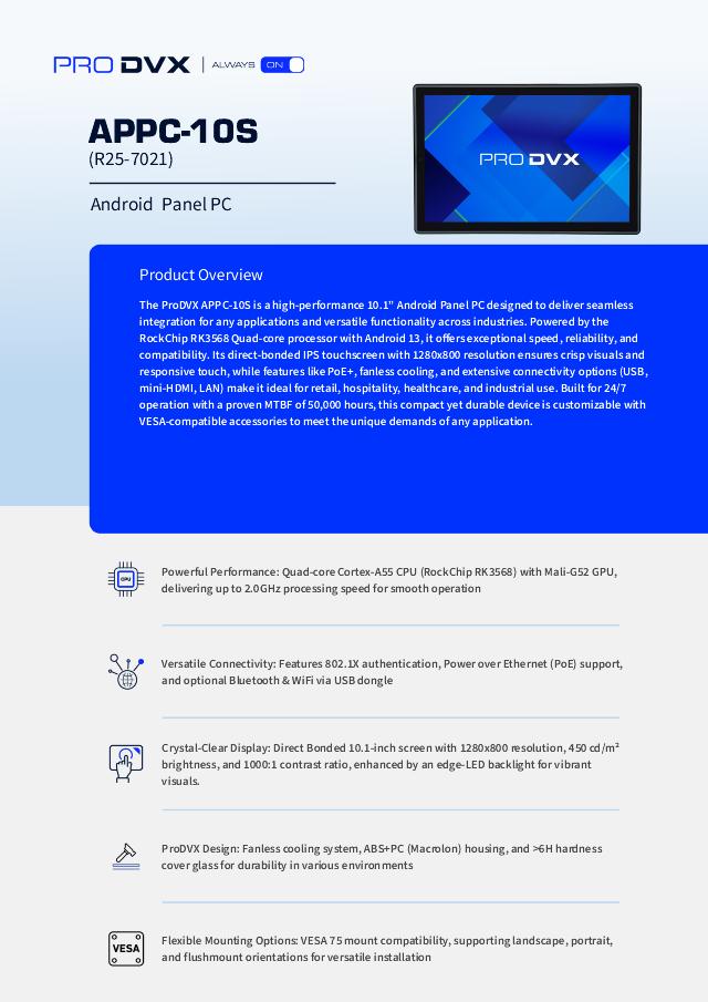 ProDVX APPC-10S Slim Bezel PoE 