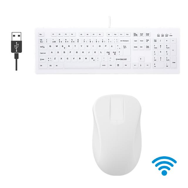 ACTIVE KEY sæt - KLINISK - USB kablet tastatur + TRÅDLØS mus