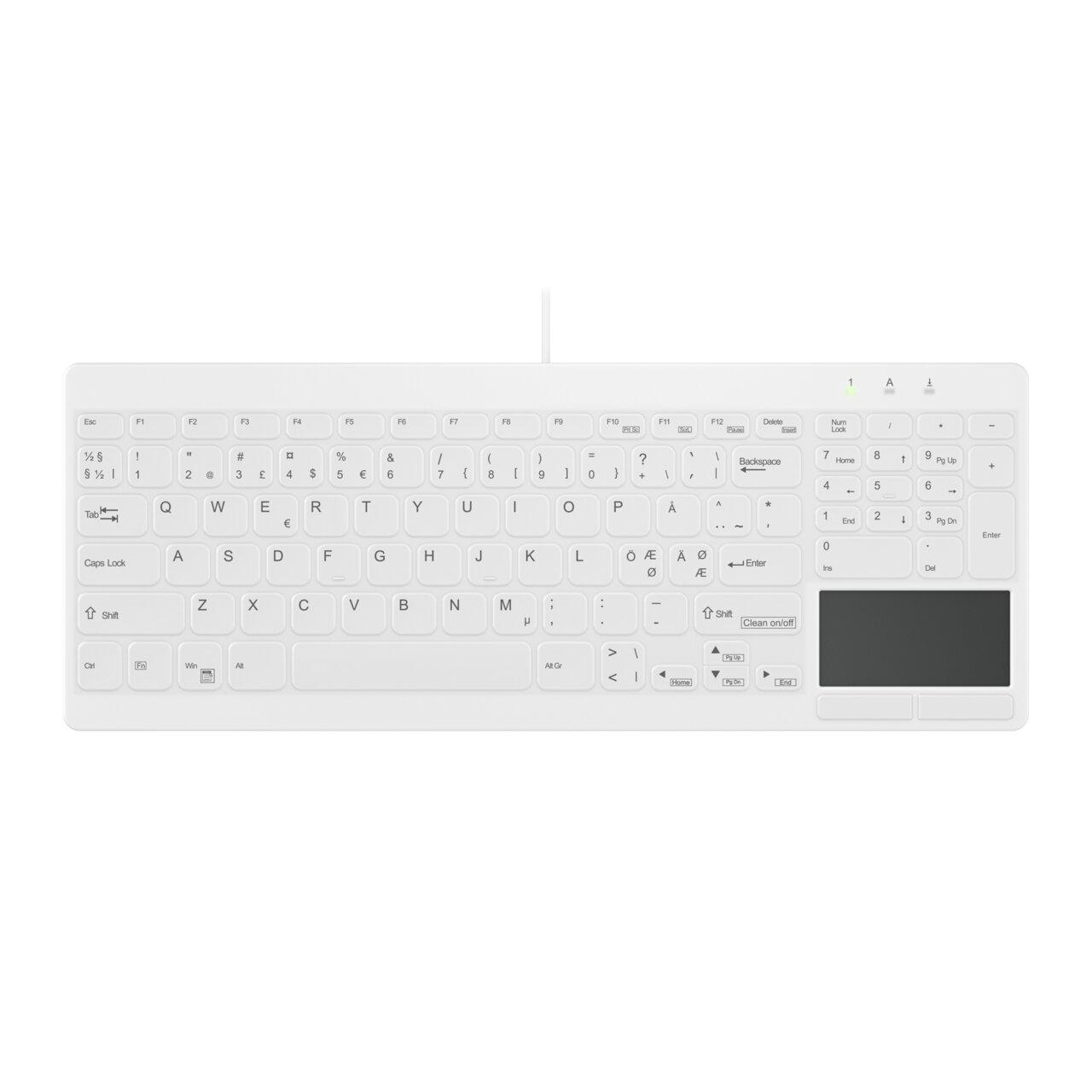 ACTIVE KEY KLINISK USB tastatur m. touchpad, numrer i siden (NOR)
