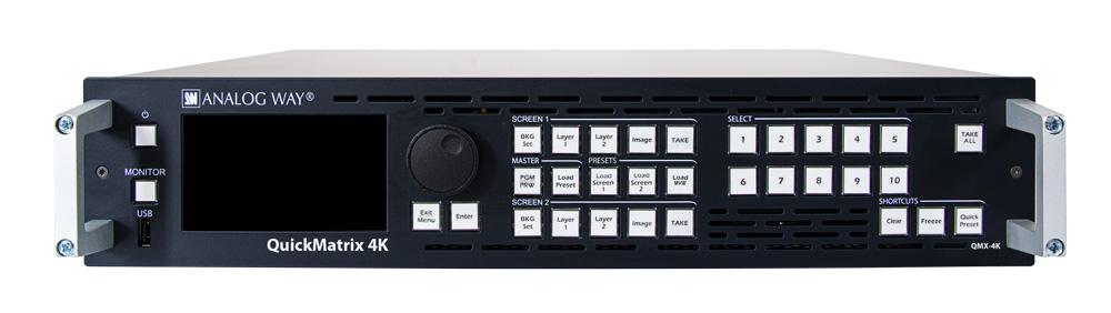 ANALOG WAY QuickMatrix 4K video mixer/seamless pres. switcher, 10in,2PGM out,1 dedicated MV