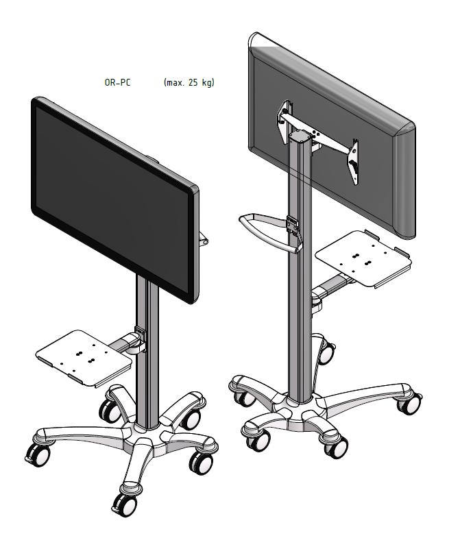 CIM heavy duty cart for large monitor - with tilt