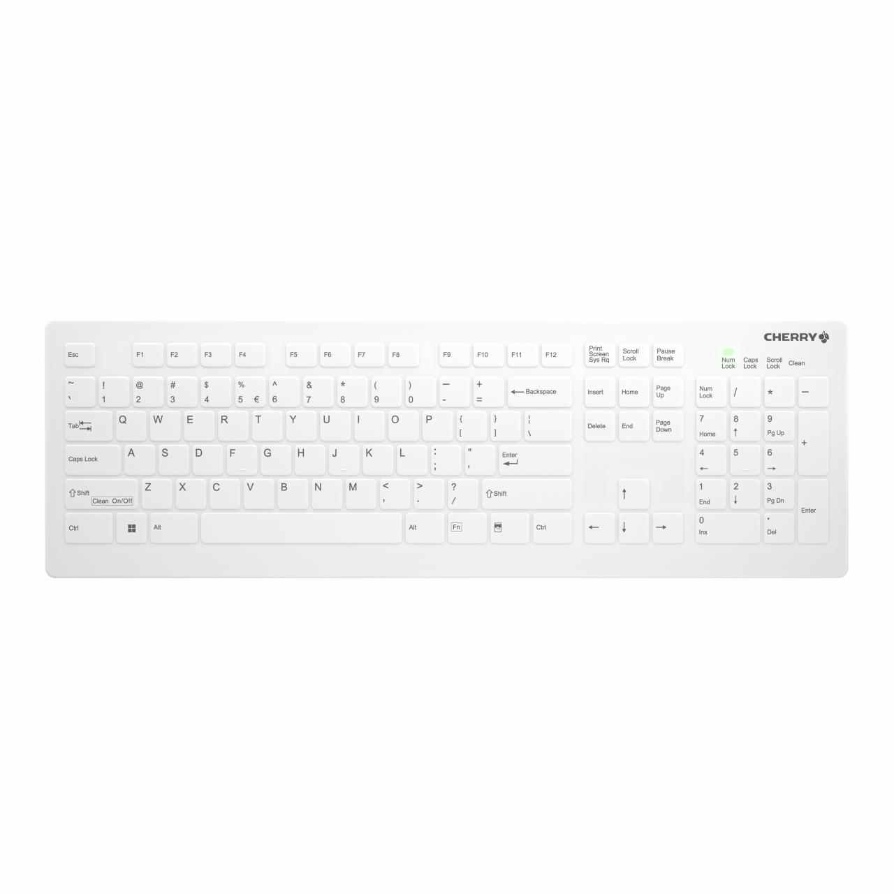 CHERRY KLINISK TRÅDLØST tastatur(RF) IP68 forseglet, hvidt (NOR)