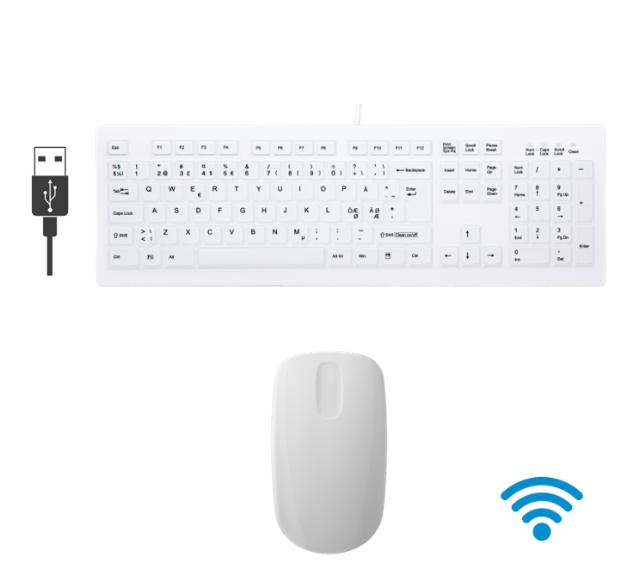 CHERRY sæt - KLINISK - USB kablet- løs membran+trådløs mus