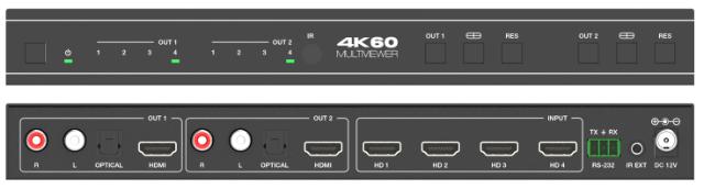 DVDO 4K 4x2 Seamless HDMI Matrix Switcher with Multiview & Audio Outputs