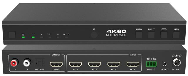 DVDO 4K 4x1 Seamless HDMI Switcher with Multiview & Audio Output