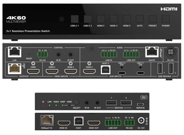DVDO Seamless Presentation Switcher/Scaler/Extender with USB-C & HDMI Inputs & Dante
