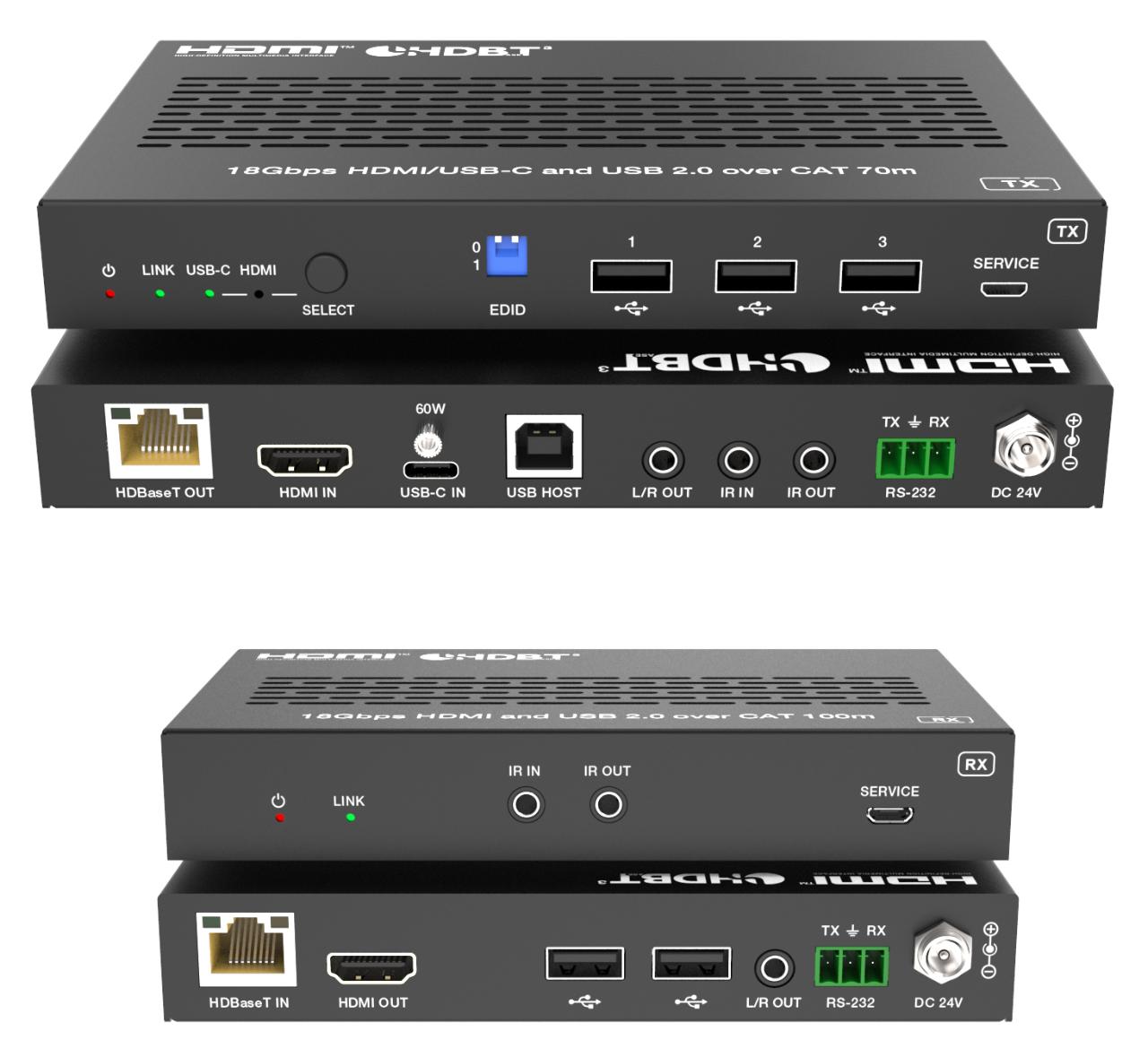 DVDO 4K HDMI/USB-C 70m Extender Over HDBaseT 3.0 with USB 2.0