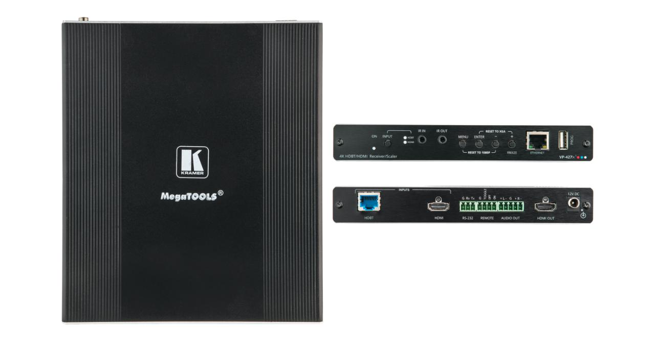 KRAMER HDBT 4K scaling Extended Reach receiver with a local HDMI input and PoE support