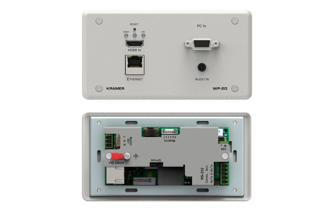 KRAMER HDMI, VGA, RS−232, ETH & Audio HDBaseT TX Active Wall Plate