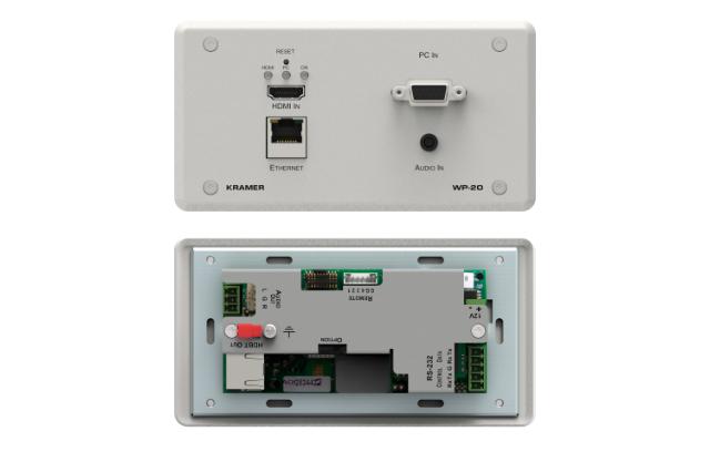 KRAMER HDMI, VGA, RS−232, ETH & Audio HDBaseT TX Active Wall Plate