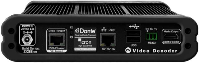 ZeeVee Z4K-XSE Decoder, 10Gb/copper w/Dante. PoE. HDMI. USB via Icron chipset