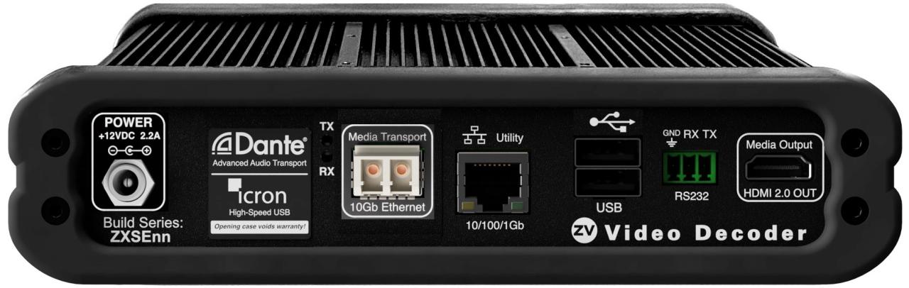 ZeeVee Z4K-XSE Decoder, 10Gb/fiber w/Dante. HDMI.  USB via Icron chipset on 2 USB-B ports.