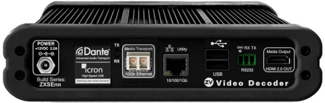 ZeeVee Z4K-XSE Decoder, 10Gb/fiber w/Dante. HDMI.  USB via Icron chipset on 2 USB-B ports.