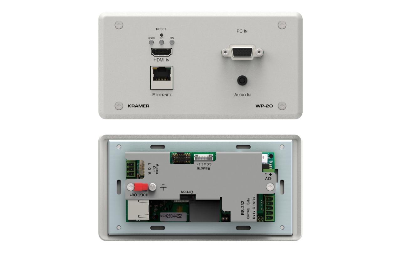 Kramer 4K60 4:2:0 HDMI & VGA Wall–Plate over Extended–Reach PoE over HDBaseT