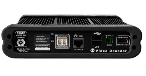 Billede af ZeeVee Z4K-XSE Decoder, 10Gb/fiber.  Supports HDMI, Dual USB-B ports. RS232 via 3-pin connector.